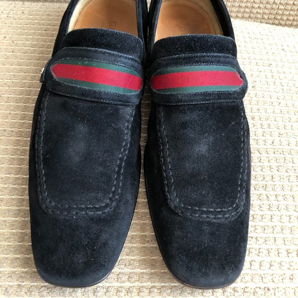 Gucci Men\'s Black Monogram Leather Suede Loafer Shoes main image 8